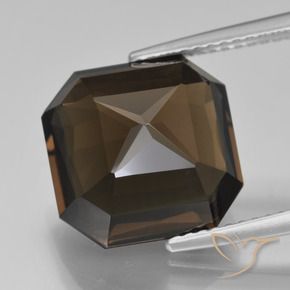 Quartz fumé Bleu foncé naturelle Octogone / coupe Émeraude, 7.81 ct, VVS