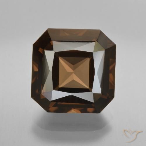 8.21ct Naturel Brun rougeâtre Quartz fumé, Taille émeraude, VVS