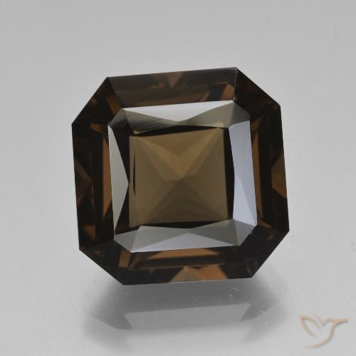 8.61ct Naturel Marron ambré Quartz fumé, Taille émeraude, VVS