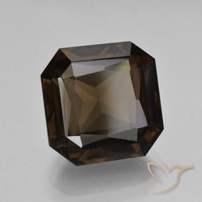 Quartz fumé Marron foncé naturelle Octogone / coupe Émeraude, 8.83 ct, VVS-VS