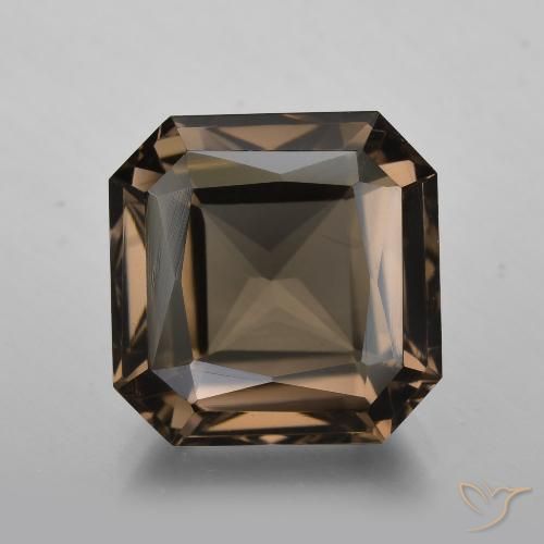 9.83ct Naturel Brun chocolat Quartz fumé, Taille émeraude, VVS-VS