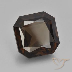 Quartz fumé Marron foncé naturelle Octogone / coupe Émeraude, 9.40 ct, VVS