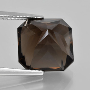 Quartz fumé marron naturelle taille émeraude, 9,30 ct, VVS