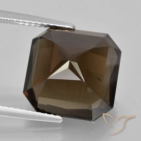 Quartz fumé Bleu foncé naturelle Octogone / coupe Émeraude, 9.19 ct, VVS-VS