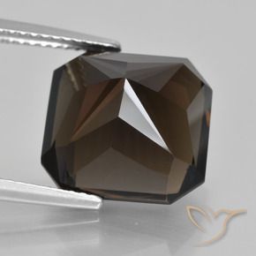 Quartz fumé Marron foncé naturelle Octogone / coupe Émeraude, 9.38 ct, VVS