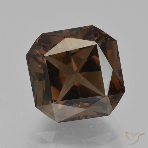 5.51ct Naturel Brun rougeâtre Quartz fumé, Taille émeraude, VVS-VS