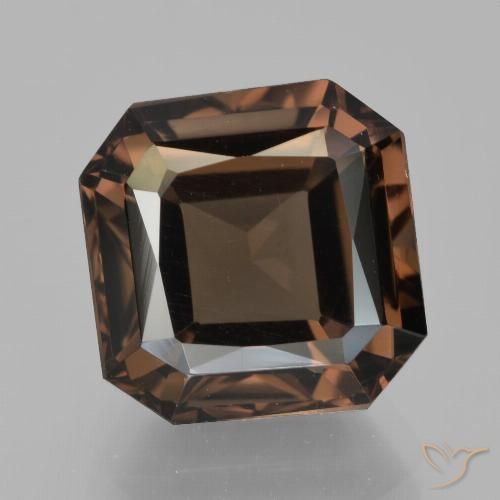 6.42ct Naturel Brun rougeâtre Quartz fumé, Taille émeraude, VVS-VS