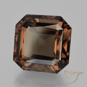 Quartz fumé Brun rougeâtre naturelle Octogone / coupe Émeraude, 6.42 ct, VVS-VS