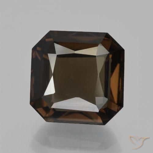 5.07ct Naturel Brun moyen Quartz fumé, Taille émeraude, VS