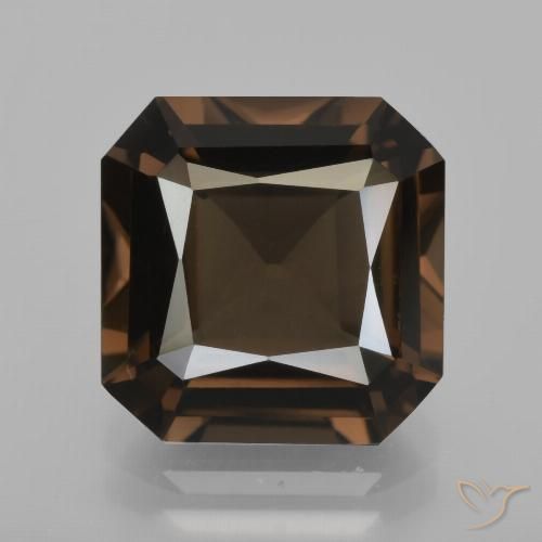 5.33ct Naturel Brun caryer Quartz fumé, Taille émeraude, VS