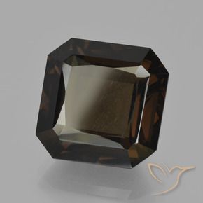 Quartz fumé Marron foncé naturelle Octogone / coupe Émeraude, 10.74 ct, VVS-VS