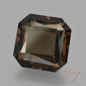 Quartz fumé Marron foncé naturelle Octogone / coupe Émeraude, 10.26 ct, VS