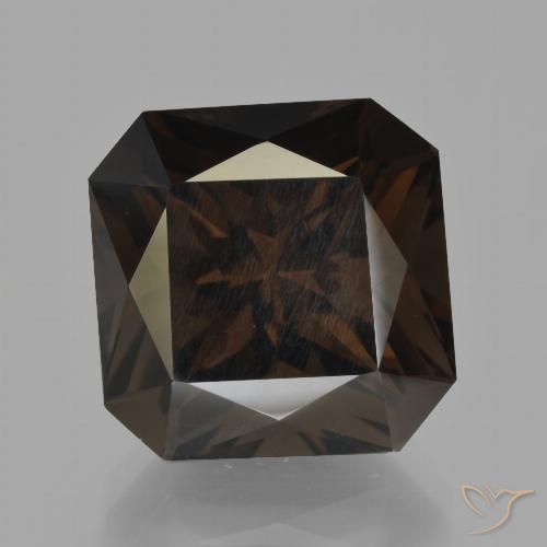 12.34ct Naturel Marron foncé Quartz fumé, Taille émeraude, VS