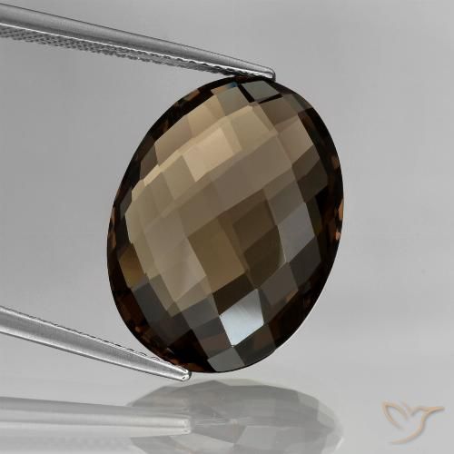 13.61ct Naturel Marron foncé Quartz fumé, ovale, VVS