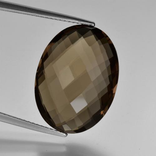 Quartz fumé marron naturelle coupe ovale, 13,09 ct, VVS