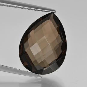 Quartz fumé marron naturelle en forme de poire, 8,08 ct, VVS-VS