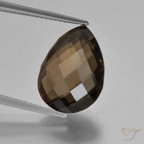 7.93ct Naturel Brun chocolat Quartz fumé, En forme de poire, VVS-VS