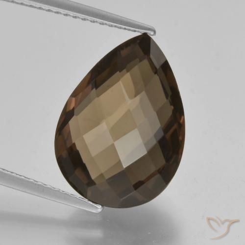Quartz fumé Brun chocolat naturelle En forme de poire, 7.73 ct, VVS-VS