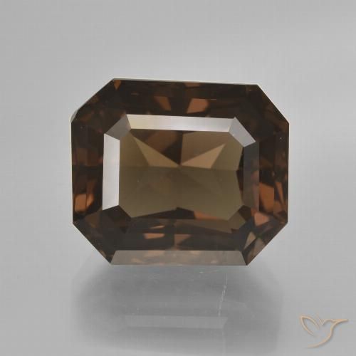 8.66ct Naturel Marron ambré Quartz fumé, Taille émeraude, VVS-VS