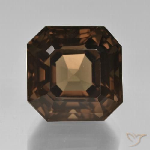 12.31ct Naturel Brun moyen Quartz fumé, Taille émeraude, VVS
