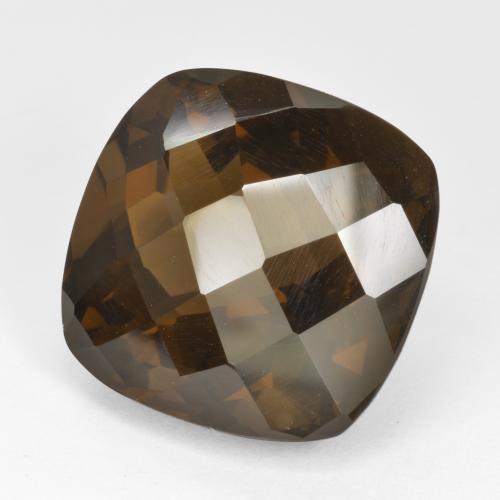 Quartz fumé Marron foncé naturelle Coupe coussin, 22.52 ct, VVS-VS