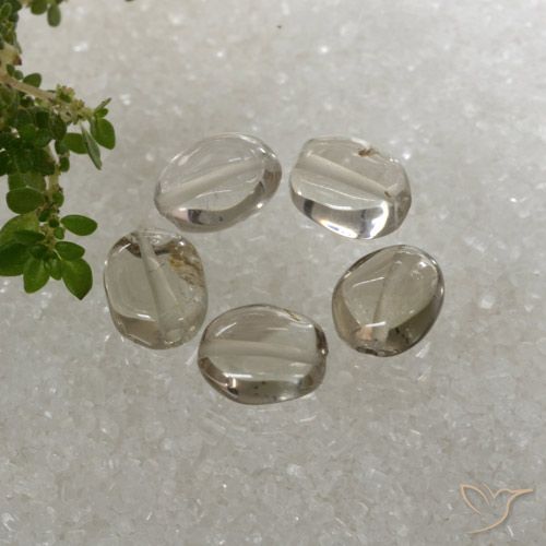 5.89ctw Naturel Blanc brunâtre Quartz fumé, ovale, Transparent