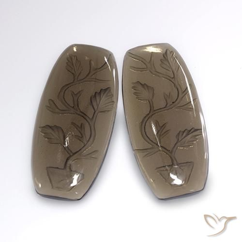 31.90ctw Naturel Moka léger Quartz fumé, Fantaisie, Transparent