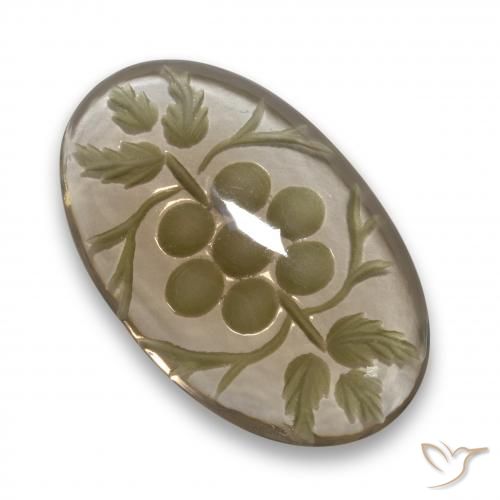 28.66ct Naturel Blanc brunâtre Quartz fumé, ovale, Transparent