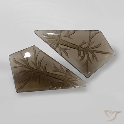 22.41ctw Naturel Marron clair Quartz fumé, Fantaisie, Transparent