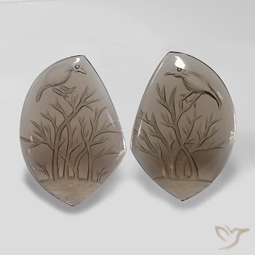 75.91ctw Naturel Bois brun léger Quartz fumé, Fantaisie, Transparent