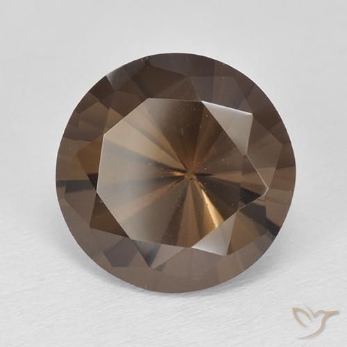 Quartz fumé Marron foncé naturelle Coupe roude, 4.72 ct, VVS-VS
