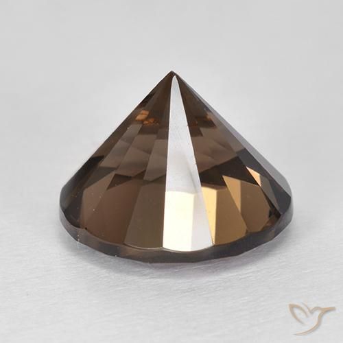 Quartz fumé Marron foncé naturelle Coupe roude, 4.72 ct, VVS-VS