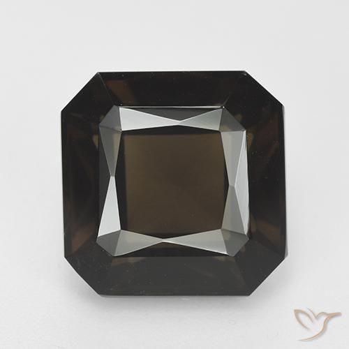 11.77ct Naturel Marron foncé Quartz fumé, Taille émeraude, VVS-VS