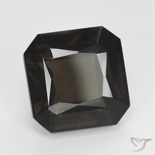 Quartz fumé Marron foncé naturelle Octogone / coupe Émeraude, 11.77 ct, VVS-VS