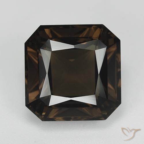 11.91ct Naturel Brun Quartz fumé, Taille émeraude, VVS
