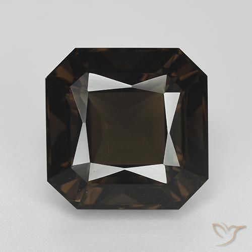 9.07ct Naturel Marron foncé Quartz fumé, Taille émeraude, VVS