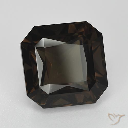 Quartz fumé Marron foncé naturelle Octogone / coupe Émeraude, 9.07 ct, VVS