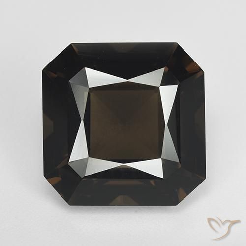 12.19ct Naturel Brun moyen Quartz fumé, Taille émeraude, VVS