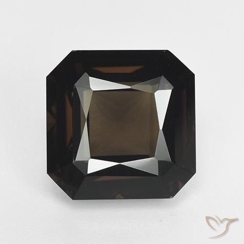 7.54ct Naturel Marron foncé Quartz fumé, Taille émeraude, VVS