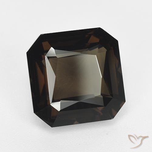 Quartz fumé Marron foncé naturelle Octogone / coupe Émeraude, 7.54 ct, VVS
