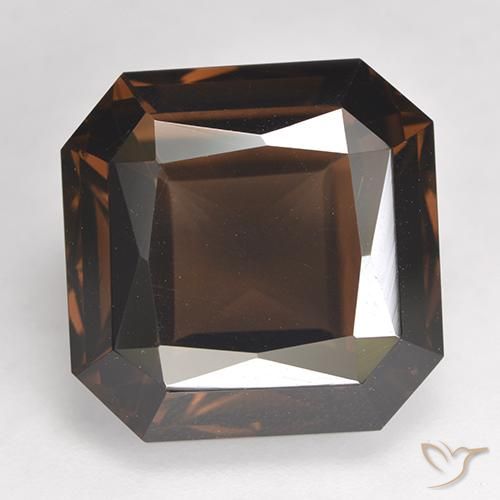 11.87ct Naturel Brun rougeâtre Quartz fumé, Taille émeraude, VVS
