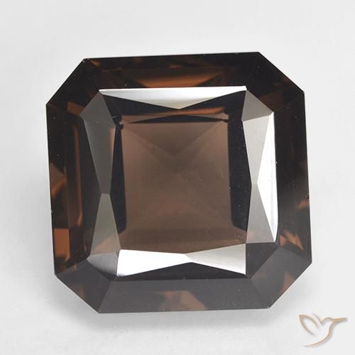 13.06ct Naturel Brun moyen Quartz fumé, Taille émeraude, VVS