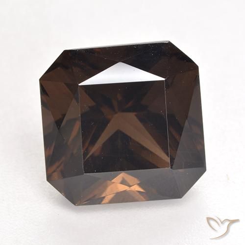 7.48ct Naturel Brun moyen Quartz fumé, Taille émeraude, VVS-VS
