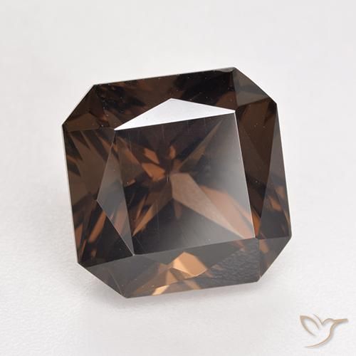 Quartz fumé Marron foncé naturelle Octogone / coupe Émeraude, 6.08 ct, VVS-VS