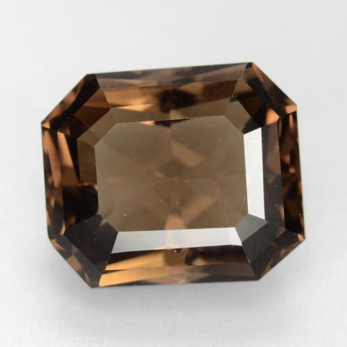 Quartz fumé marron naturelle taille émeraude, 7,41 ct, VVS-VS