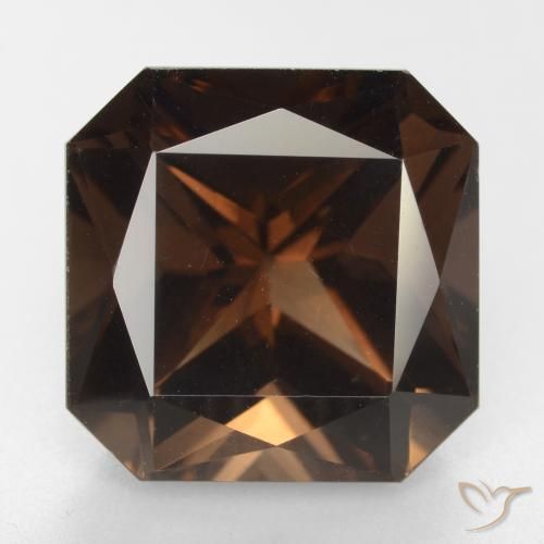 11.78ct Naturel Brun rougeâtre Quartz fumé, Taille émeraude, VVS-VS