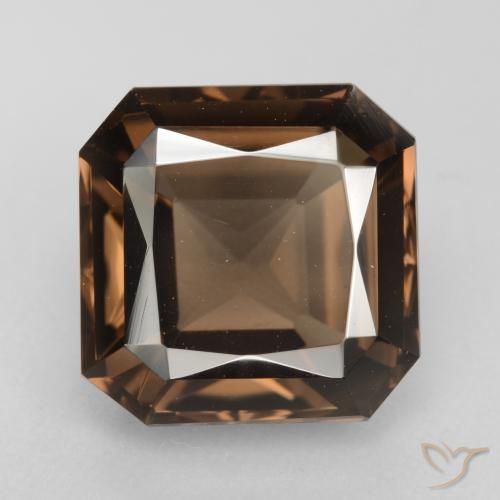 6.96ct Naturel Brun moyen Quartz fumé, Taille émeraude, VVS