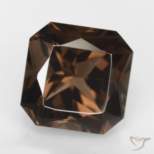 11.88ct Naturel Brun chocolat Quartz fumé, Taille émeraude, VVS-VS