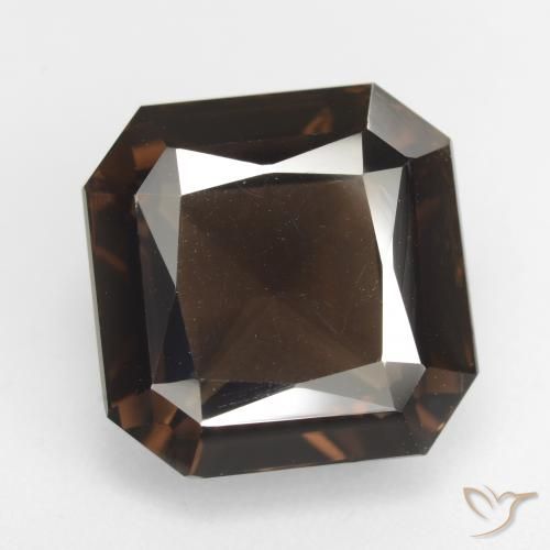 12.94ct Naturel Marron foncé Quartz fumé, Taille émeraude, VVS