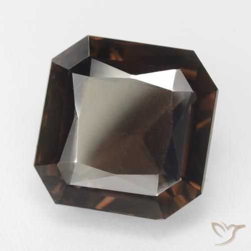 Quartz fumé Marron foncé naturelle Octogone / coupe Émeraude, 12.94 ct, VVS